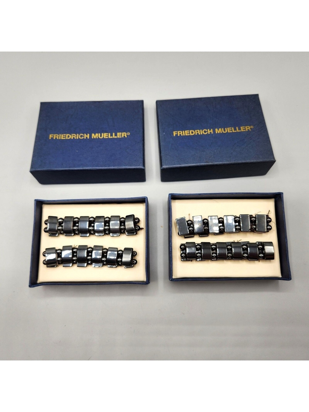 Friedrich Mueller Men's Magnetic Bracelet Lot Metal New w/ Boxes